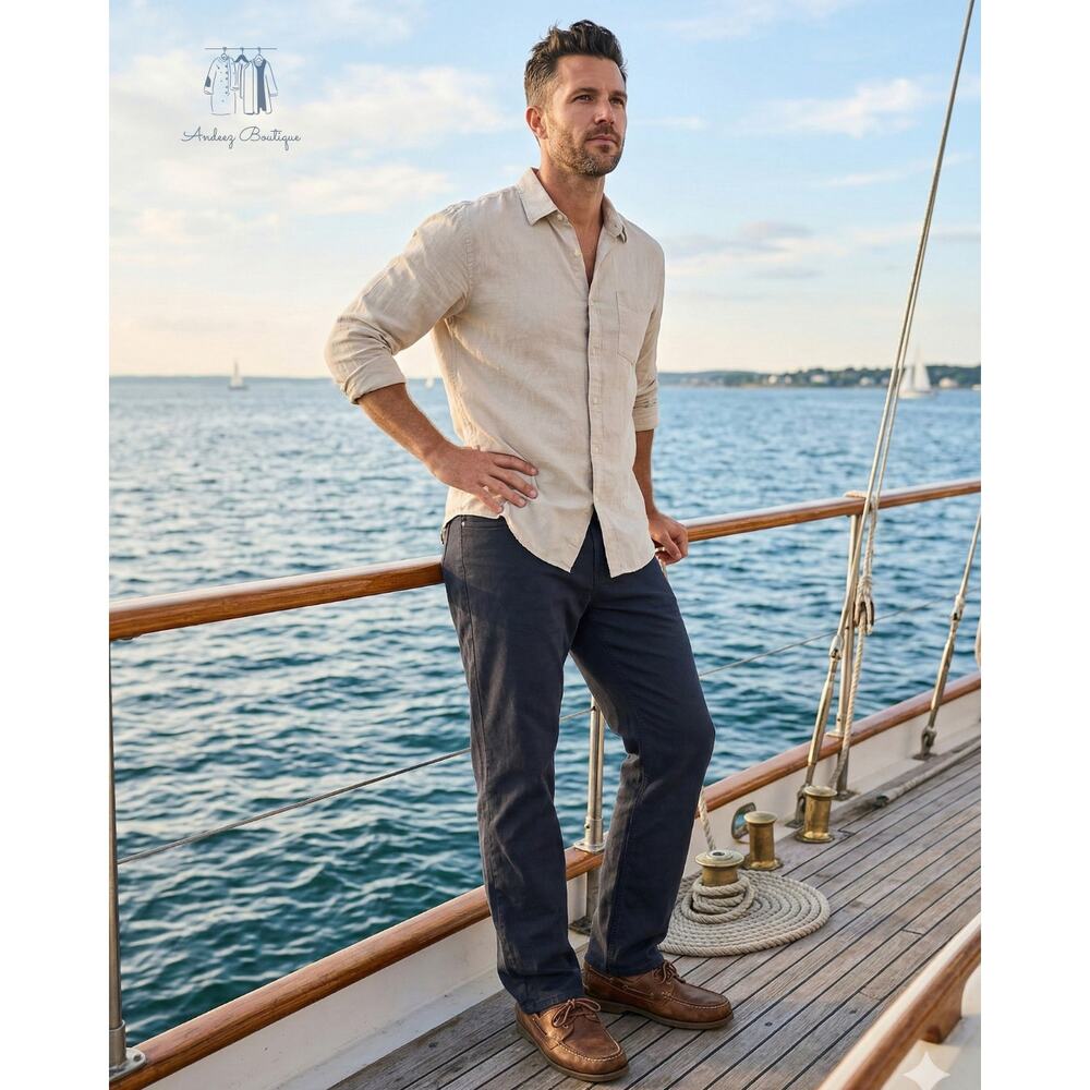 IZOD Men’s‎ Canvas Pants Blue Relaxed Fit Straight Leg Trousers 38x30 Casual